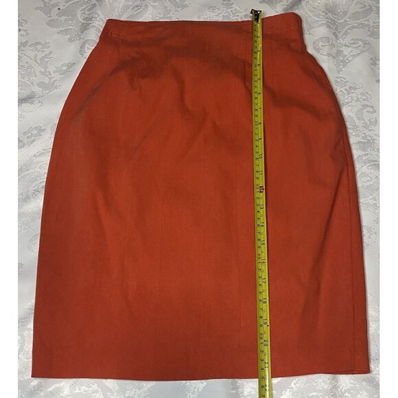 Vintage Cache Orange Rayon Size 4 Pencil Mini Skirt Elastic Waist Zip Holiday - Picture 4 of 10